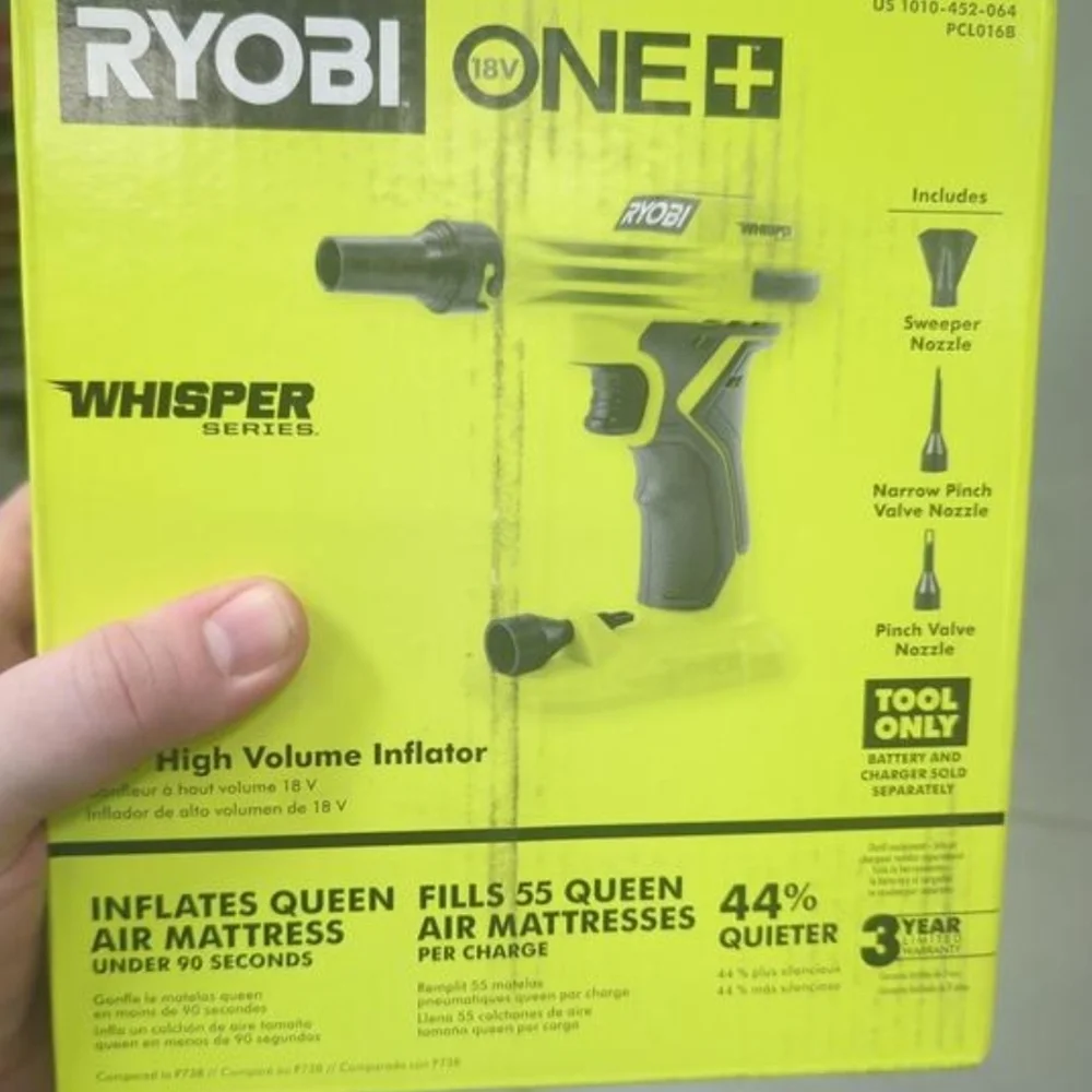 2 Box RYOBI ONE+ 18V Whisper High Volume Inflator - Yellow/Black (Two Boxes) - Picture 7 of 16